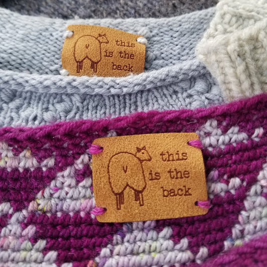 This Is The Back Faux Suede Tags