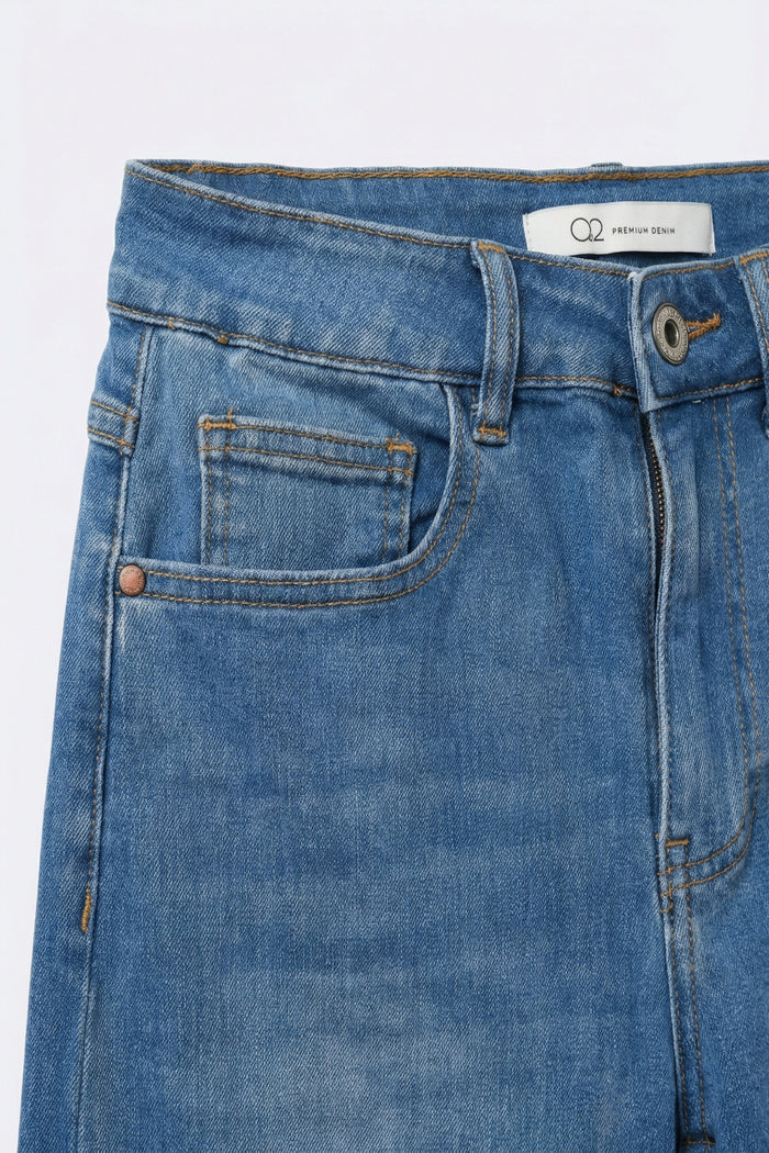 Wide-Leg mid Wash Denim Jeans with side seam - Denim
