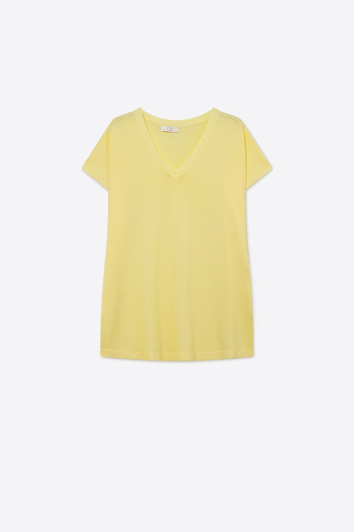 Yellow V-Neck Relaxed Fit Lightweight sweater