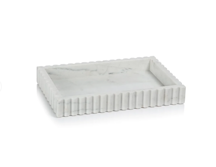 Zodax Small Calabria Scalloped Vanity Marble Tray
