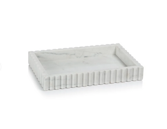 Zodax Small Calabria Scalloped Vanity Marble Tray